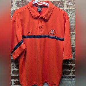 Vintage Nike Team UVA Virginia Cavaliers Orange Polo Shirt Dri-FIT Men's L